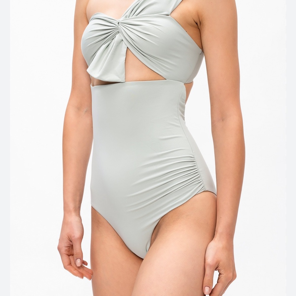 Marysia Swim Venice Maillot-One Shoulder One Piece in Sage Green